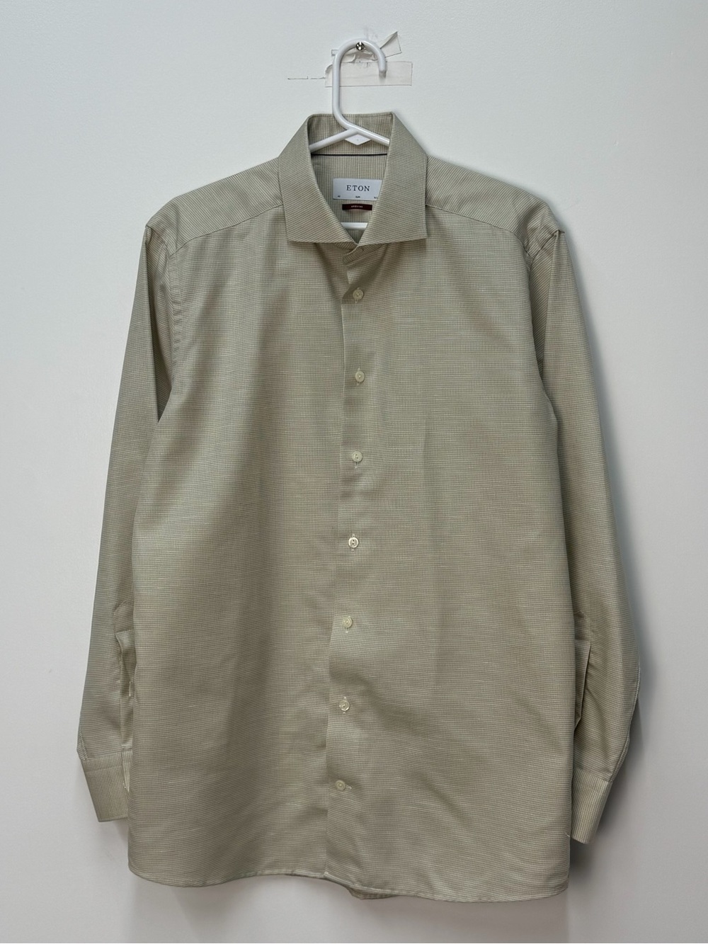 Eton - Cotton-Linen Light Olive Green Dress Shirt